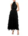 1.state Women's Smocked Cascade-ruffle Halter Maxi Dress In Rich Black