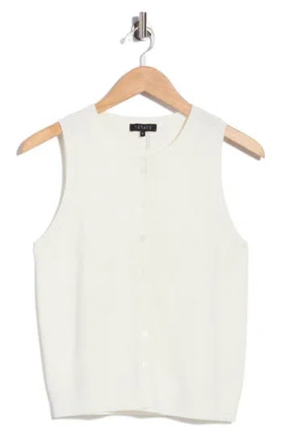 1.state Sleeveless Crewneck Button-front Sweater In Ivory Crme