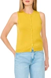 1.state Sleeveless Crewneck Button-front Sweater In Warm Olive