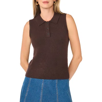 1.state Sleeveless Polo Sweater In Call Me Chocolate