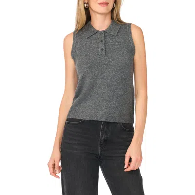 1.state Sleeveless Polo Sweater In Medium Heather Grey