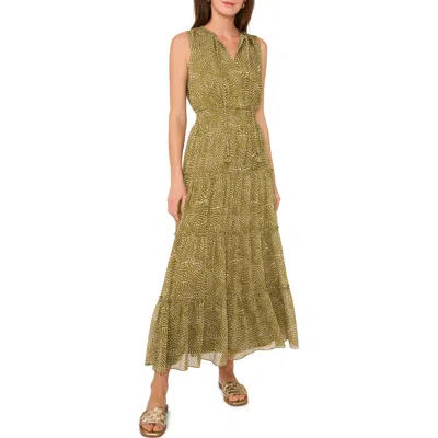 1.state Sleeveless Tiered Maxi Dress In Avocado Green