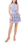 1.state Smock Neck Sleeveless Fit & Flare Dress In Blue