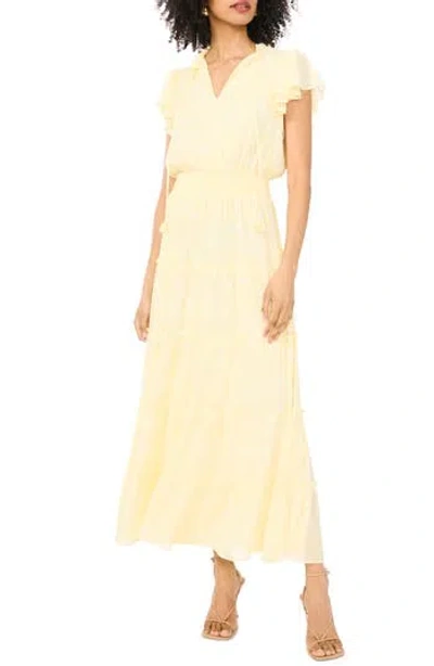 1.state Smocked Neck Tiered Maxi Dress In Yellow