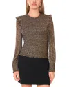 1.state Sheer Shoulder Long Sleeve Blouse In Brown