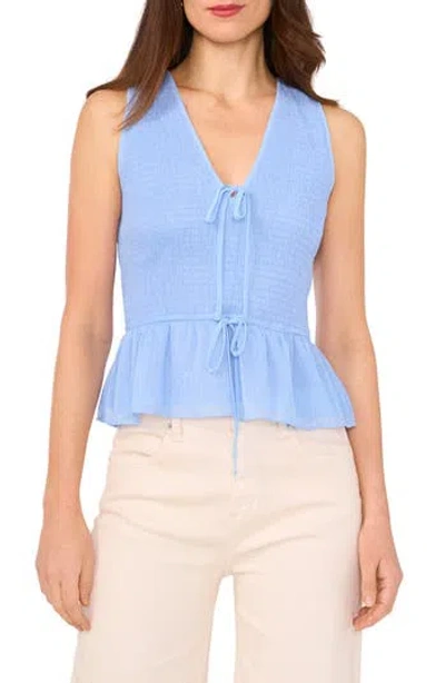 1.state Smocked Tie Front Peplum Tank In Blue Lake