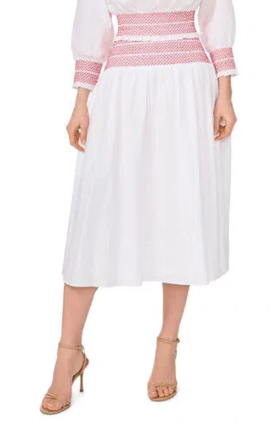 1.state Smocked Waist Midi Skirt In White