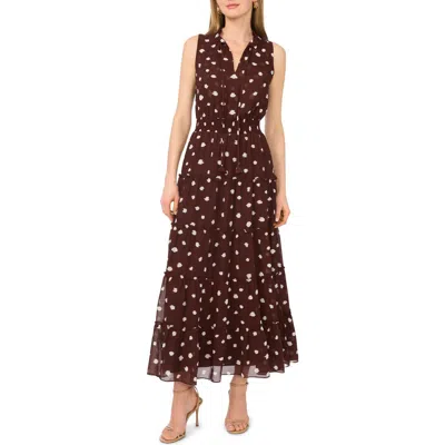 1.state Split Neck Maxi Dress In Brown