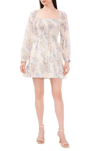 1.state Square Neck Smocked Minidress In Multi