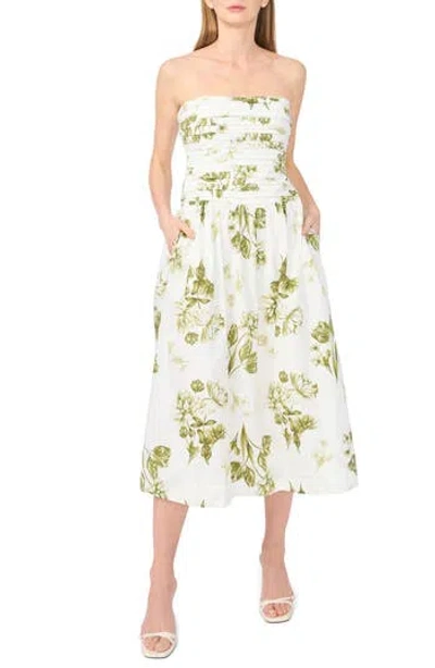 1.state Strapless Cotton Midi Dress In Grasshopper Green