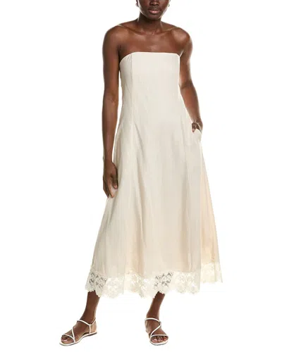 1.state Strapless Linen-blend Dress In Blue