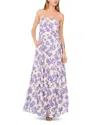 1.state Women's Floral-print Strapless Maxi Dress In Wind Chime