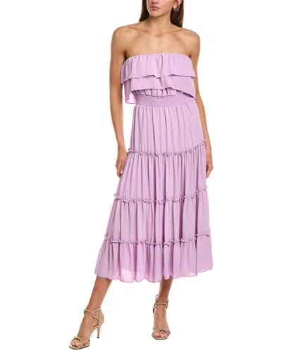 1.state Strapless Smocked Waist Tiered Maxi Dress In Purple