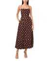 1.state Polka Dot Lace-up Maxi Dress In Mahogany