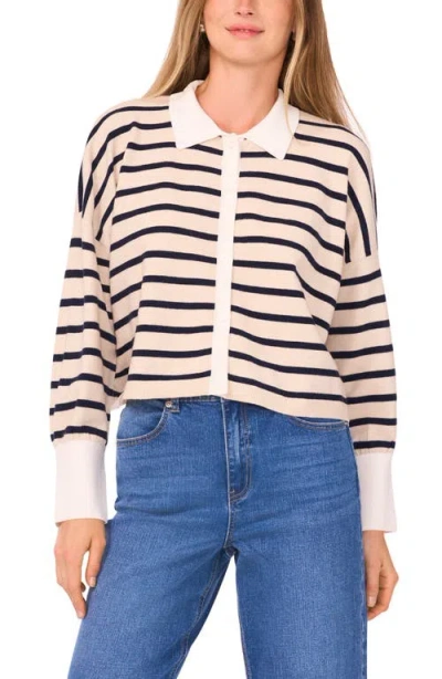 1.STATE 1.STATE STRIPE BUTTON-UP SWEATER