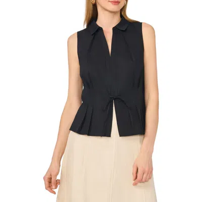 1.state Tie Front Sleeveless Cotton Shirt In Rich Black