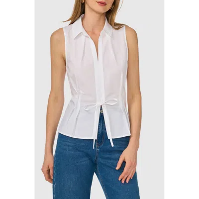 1.state Tie Front Sleeveless Cotton Shirt In Ultra White