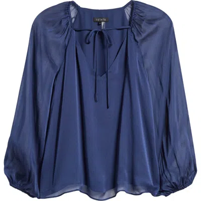 1.state Tie Neck Chiffon Top In Blue