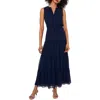 1.state Tie Neck Sleeveless Tiered Maxi Dress In Blue