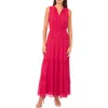 1.state Tie Neck Sleeveless Tiered Maxi Dress In Pink