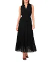 1.state Tie Neck Tiered Maxi Dress In Rich Black