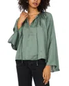 1.state Tie Neck Wide Sleeve Satin Top In Dark Forest