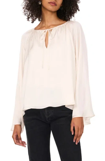 1.state Tie Neck Wide Sleeve Satin Top In New Ivory