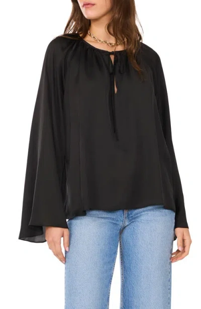 1.state Women's Wide Flutter-sleeve Tie-neck Top In Rich Black