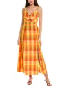 1.state Women's Plaid Twist-front Maxi Dress