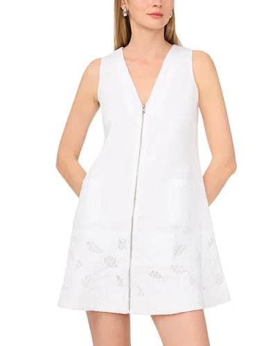 1.state V Neck Embroidered Mini Dress In White