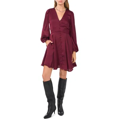 1.STATE 1.STATE V-NECK LONG SLEEVE BUTTON FRONT DRESS