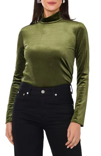1.state Velvet Turtleneck Top In Green