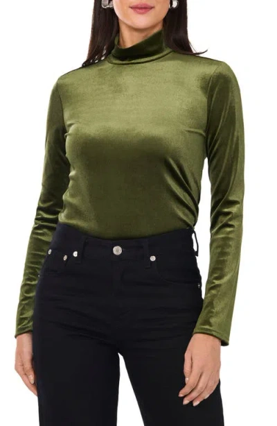 1.state Velvet Turtleneck Top In Olive Earth