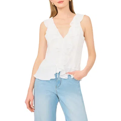 1.state V-neck Ruffle Top In White