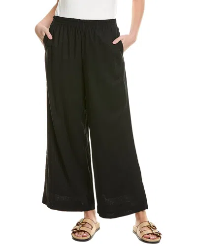 1.state Wide Leg Casual Linen-blend Pant In Black