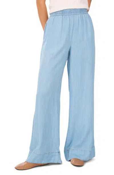 1.state Wide Leg Chambray Pants In Blue