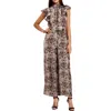 1.state Wild Thing Womens Tie Neck Flutter Sleeve Jumpsuit