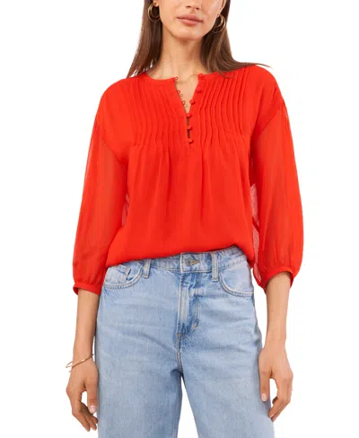1.state Women's 3/4-sleeve Pin-tuck Blouse In Studio Red