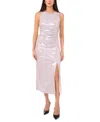 1.state Women's Asymmetric Ruched Metallic Midi Dress In Platinum
