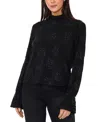 1.state Women's Beaded Draped Mock Neck Blouse In Rich Black