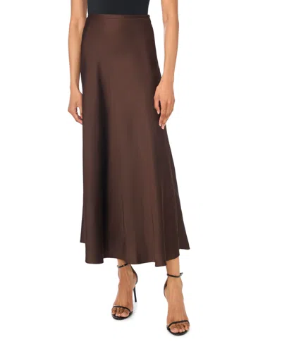 1.state Women's Bias-cut High-waisted A-line Satin Maxi Skirt In Brown