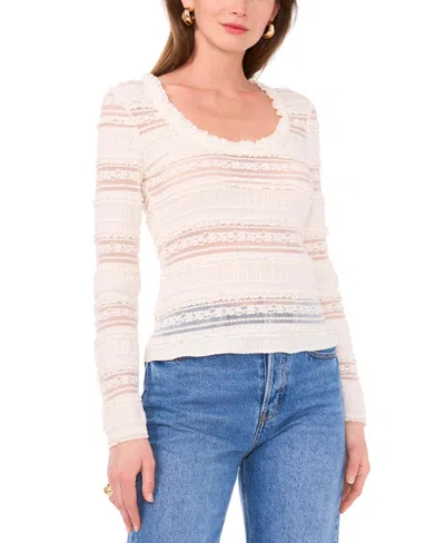 1.state Women's Boat-neck Long-sleeve Lace Knit Top In New Ivory