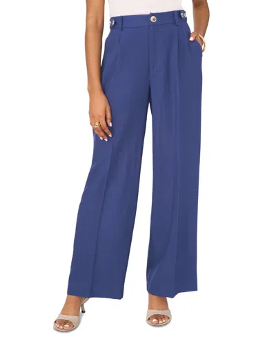 1.state Women's Button Detail Wide Leg Trousers In Tidal Navy