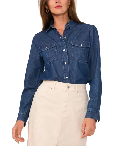 1.state Women's Button-front Cotton Denim Shirt In Navy Yard