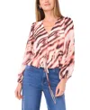 1.state Women's Button Front V-neck Printed Blouse In Multi