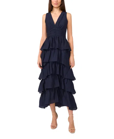 1.STATE WOMEN'S CASCADING RUFFLE V-NECK MAXI DRESS