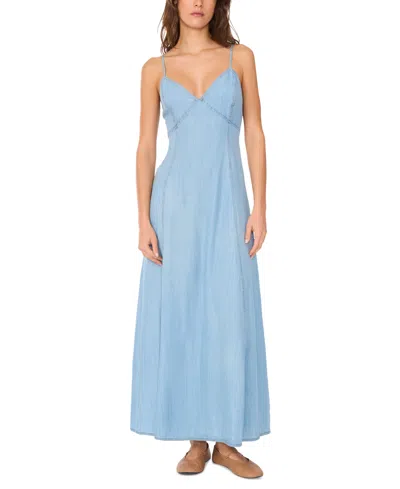 1.state Women's Chambray V-neck Maxi Dress In Angel Blue