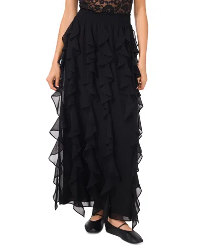 1.state Women's Corkscrew A-line Pull-on Maxi Skirt In Rich Black