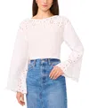 1.state Embroidered Eyelet Bell Sleeve Cotton Top