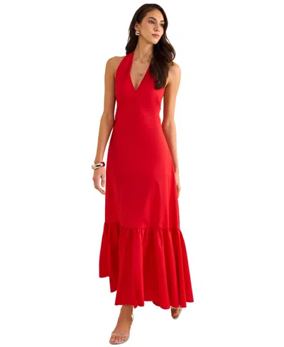 1.state Women's Cotton Twisted T-back Maxi Dress